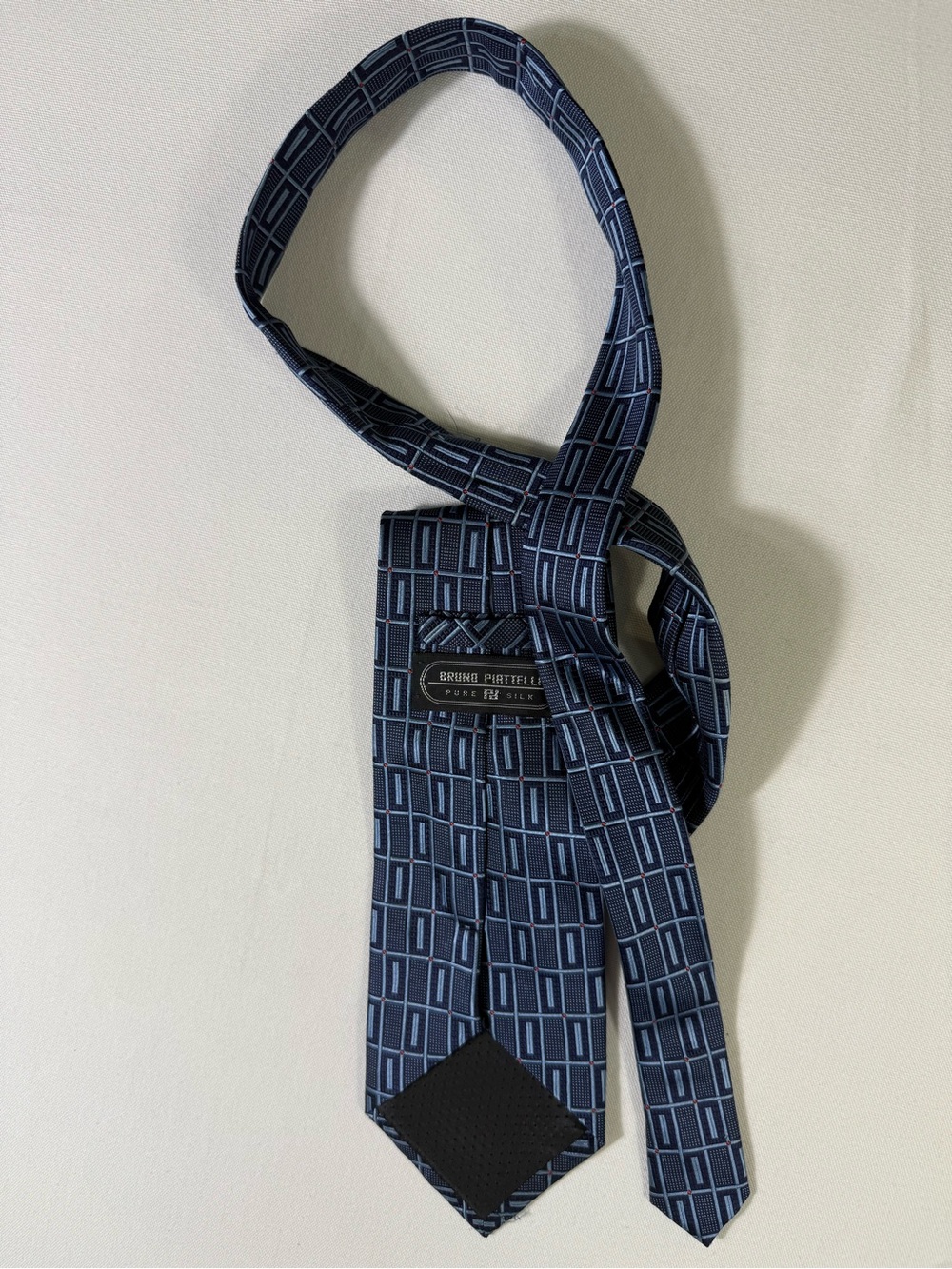 Piattelli Navy and Light Blue Geometric Silk Tie